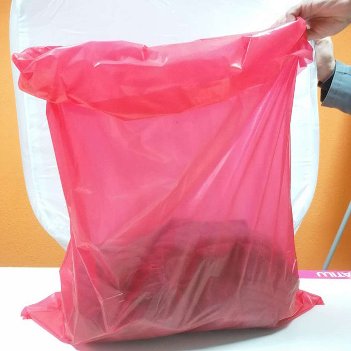 Red Disposable Plastic Water Soluble Bags For Medical / Hospital Laundry