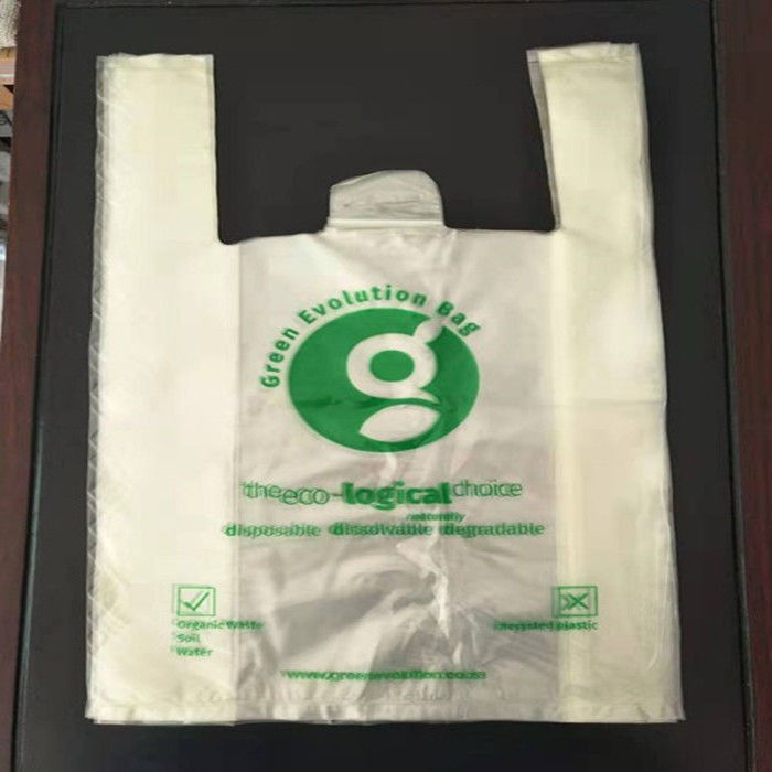 Biodegradable T-Shirt PVA Water Soluble Plastic Bag MSDS Certificated